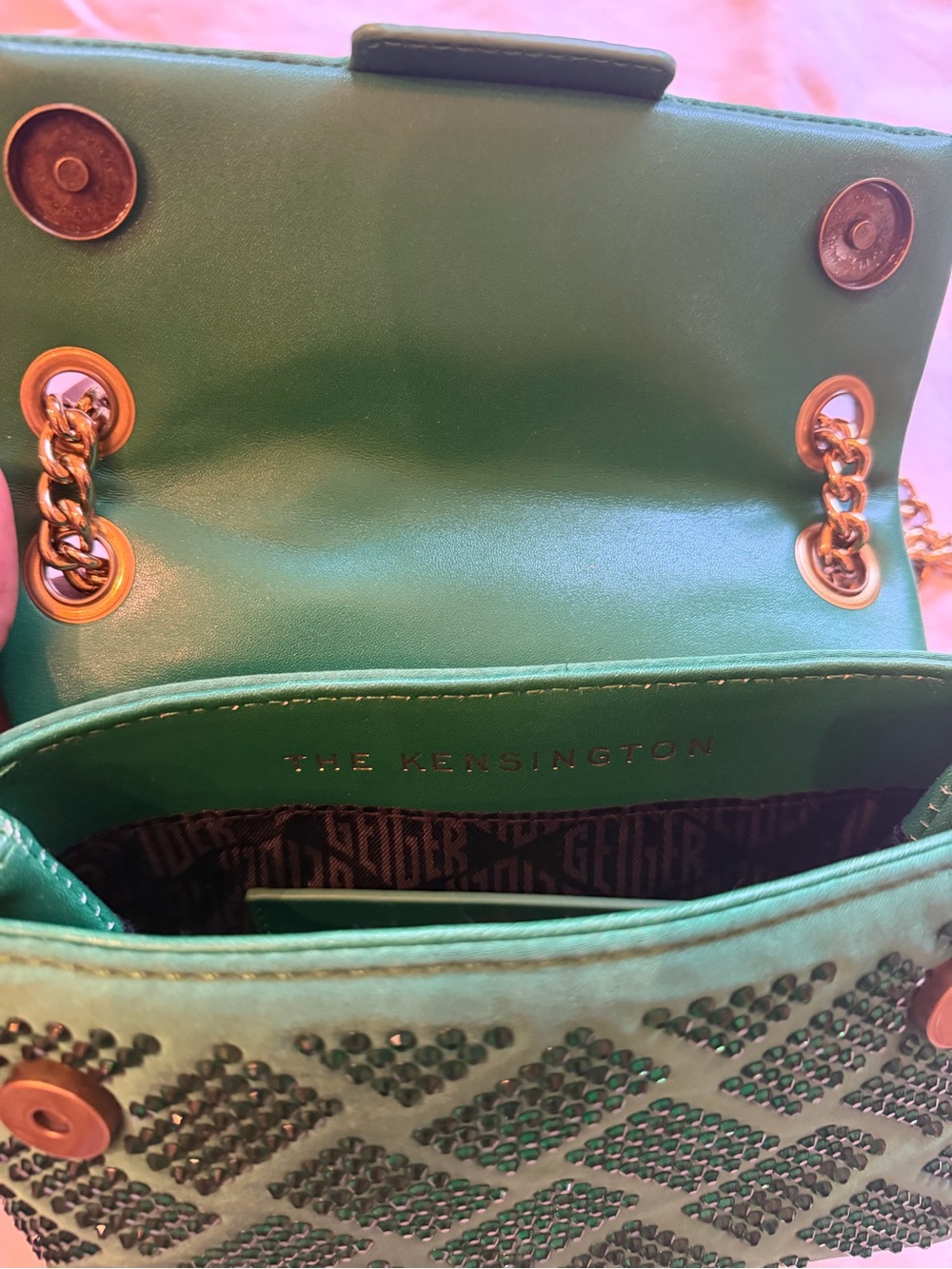 Kurt Geiger Green Embellished Chain Shoulder Bag - Women - Picture 3 of 4